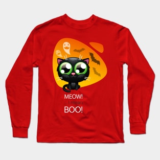 Halloween Greeting Card with Cat Long Sleeve T-Shirt